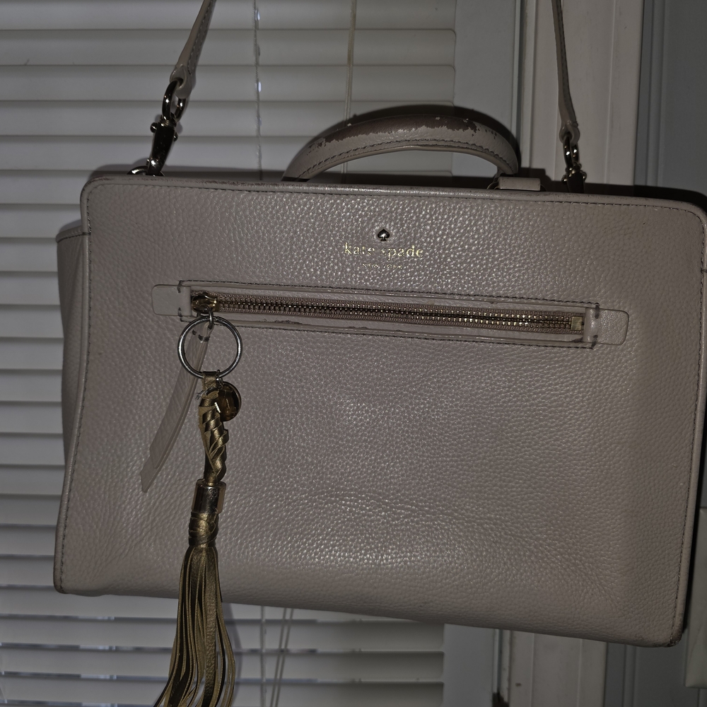 Kate Spade Womens Pebbled Leather Satchel - Light Taupe